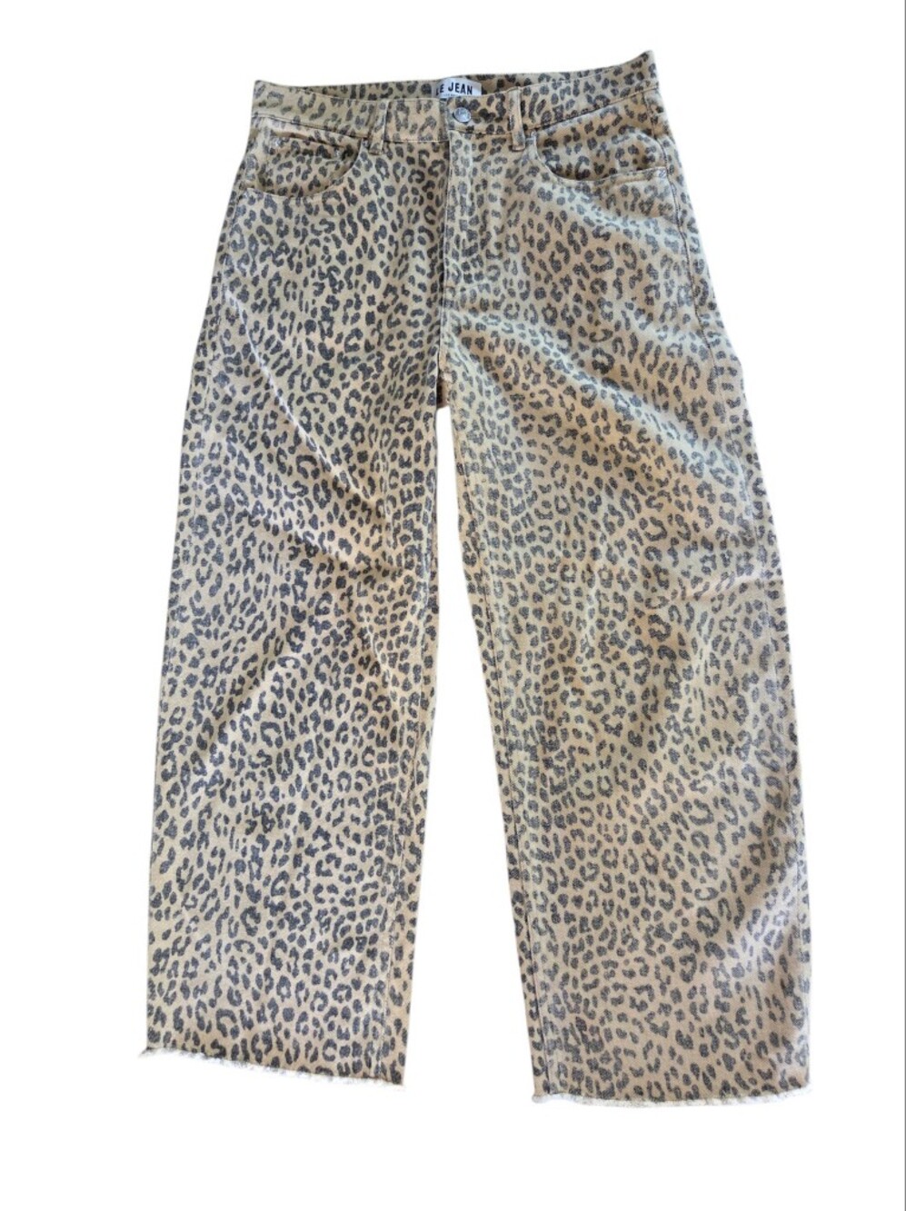 Le Jean LA Nomad Leopard-Print Wide Leg Pants - Tan/Black Size 28 Feminine